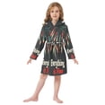 thumbnail image 6 of FORMRS Niños Bathrobe Unisex Hooded Robe Soft Plush Pajamas Sleepwear, Size 7-9T, Black Christmas Light, 6 of 7