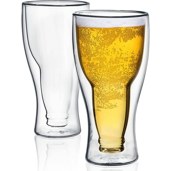 Beer Glasses, Insulated Double Wall Mugs,350ml