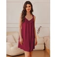 thumbnail image 5 of Ekouaer Women's Satin Silk Nightgown V Neck Sexy Nightdress Tank Sleeveless Sleepshirt Lace Sleep Dress Nightwear, 5 of 6