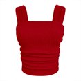 thumbnail image 1 of Yuyuzo Hauts de Sortie pour Femmes Sans Manches Col Carré Crop Tops Mignons Tee-Shirts Ajustés Froncés, 1 of 3