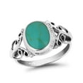 thumbnail image 1 of Elegant Vintage Oval Shaped Green Turquoise on .925 Sterling Silver Ring - 7, 1 of 6