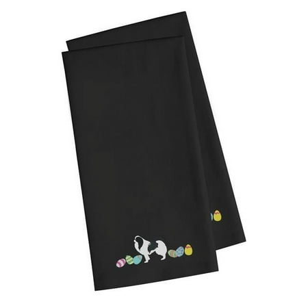 

Japanese Chin Easter Black Embroidered Kitchen Towel - Set of 2