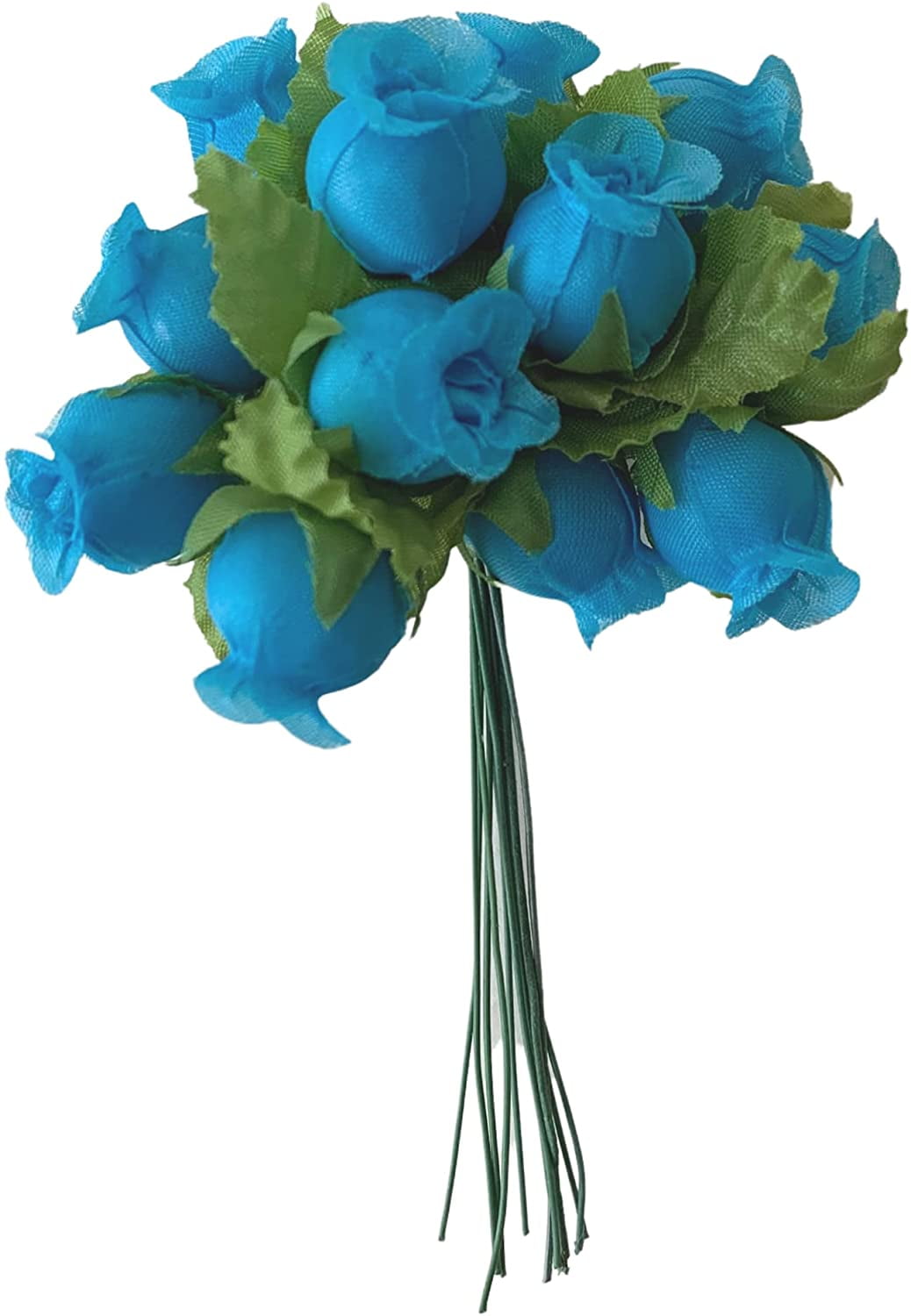 Turquoise Artificial Silk Flower Roses - 12 Mini Bouquets of 12 Rosebuds, 144 Rosebuds Total, Wedding, Reception, Bridal Shower