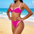 thumbnail image 4 of Womens Push Up High Waisted Bikini Set with Underwire Colorblock V Neck Tummy Control 2 Piece Swimsuit for Beach Hot Pink M(M), 4 of 9