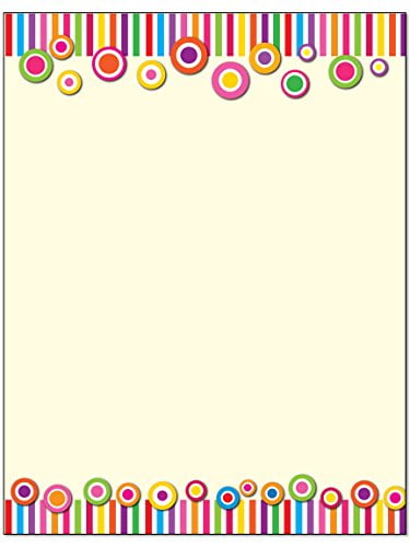 Fun Colorful Border Stationery - 8.5 x 11-60 Letterhead Sheets - Border Letterhead (Colorful Border) - B6506