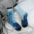 thumbnail image 5 of Gukieu Abstract Ocean Waves Print Contrast Color Mid-calf Socks, Sweat-wicking Athletic Socks, Unisex Clothing Accessories, 5 of 6
