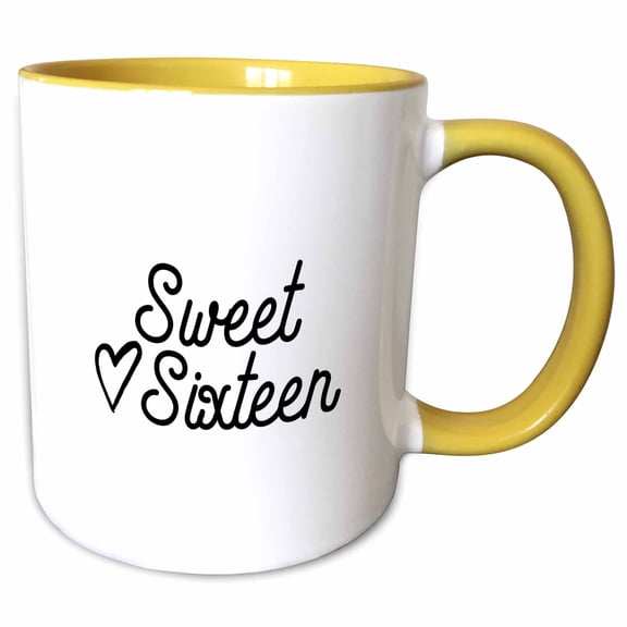 3drose, Sweet Sixteen, 15oz Two-tone Yellow Mug