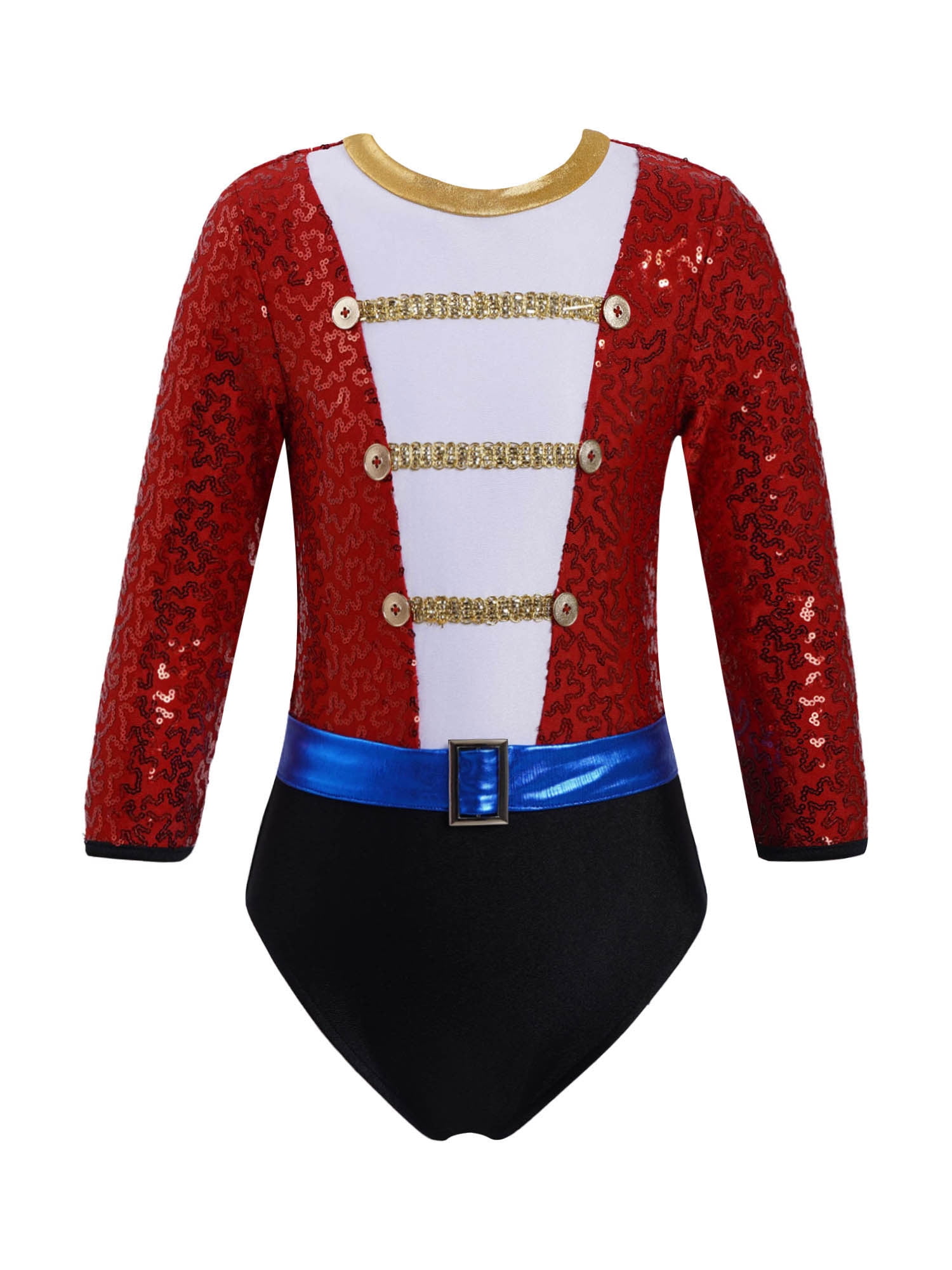 iiniim Kids Girls Shiny Sequins Circus Ringmaster Costume Leotard