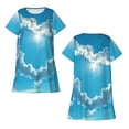thumbnail image 5 of Salouo Heart Shaped Cloud Print Short Sleeve Sleepshirt for Womens Comfy Nightgown Scoopneck Cute Nightdress Ruffle -Small, 5 of 7