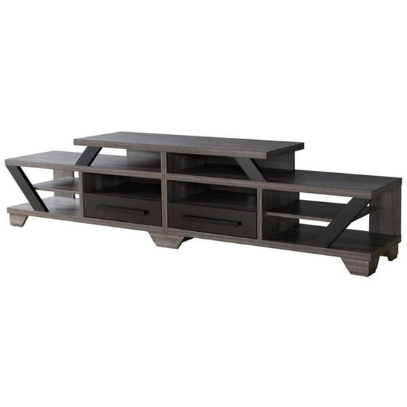 Bowery Hill Transitional Wood TV Stand for TVs up to 82" in Distressed Gray