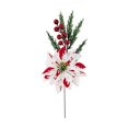 thumbnail image 2 of JeashCHAT Artificial Poinsettia Flower Christmas Picks, 12.6 inch Fake Floral Stem Pine Sprigs with Red Berries for Vase Xmas Table Home Party Decor, 2 of 7
