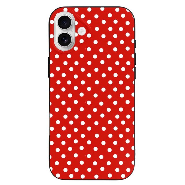 Funda de TPU con lunares para iPhone 16 Plus: ultrafina, a prueba de golpes, antiamarilleo, resistente a arañazos, compatible con carga inalámbrica, agarre mejorado, estilo negro.