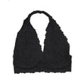 thumbnail image 7 of WREESH Women's Floral Lace Halter Bralette Top Hook and Eye Closure Back Unpadded Wirefree Lace Bra Plunge Bra Underwear Black, 7 of 7