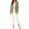 thumbnail image 2 of DARING DIVA Women's Boyfriend Notched Lapel One Button Blazer Suit Plaid Blazer Jacket S Light Coffee, 2 of 7