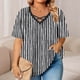 thumbnail image 1 of Xuyuer Women's Casual V-Neck Short Sleeve Loose Blouse, Retro Floral Print, 1 of 6