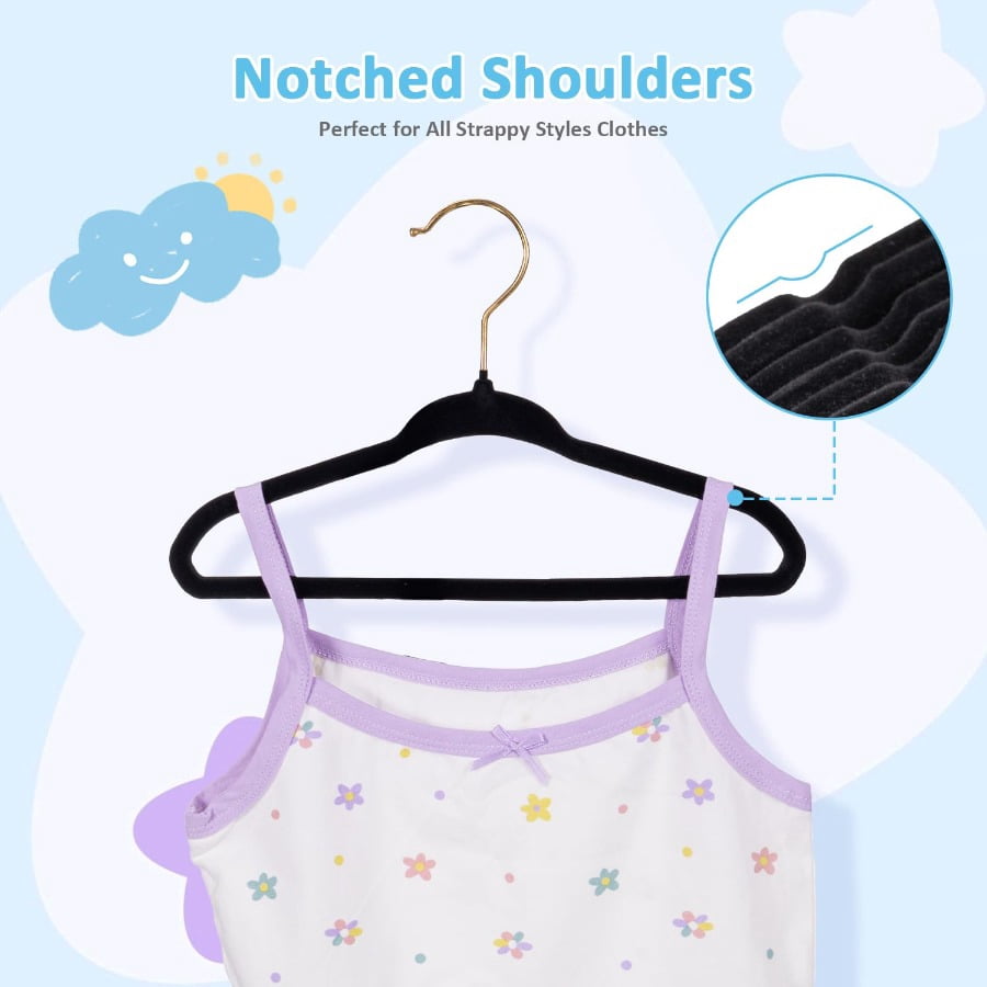 Tonswachic Baby Velvet Hangers 30 Pack - 11 Inch Premium Felt Non Slip Kids Hanger for Infant & Toddler Clothes - 0.2" Slim Space-Saving Baby Felt Hangers for Children's Closet with 10 Clips - Beige