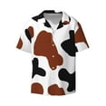 thumbnail image 3 of Goofa Brown Black Cow Printed Men's Casual Short-sleeved Shirt,Lightweight Breathable Button-down,Summer Casual men's top,Versatile Fashion shirt-XX-Large, 3 of 7
