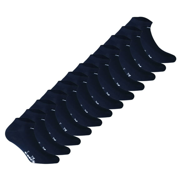 Diadora Chaussettes de Sport Unisexes, Lot de 12 - Chaussettes, Coton Mercerisé, Logo, Couleur Unie Bleu Foncé 35-38