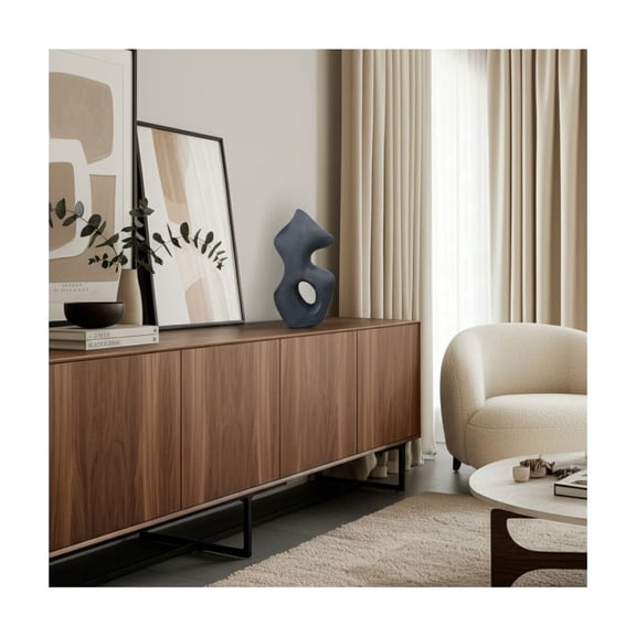 Abstract Pottery Paper Mache Modern Sculpture with Curved Silhouette and Contemporary Artistic Design