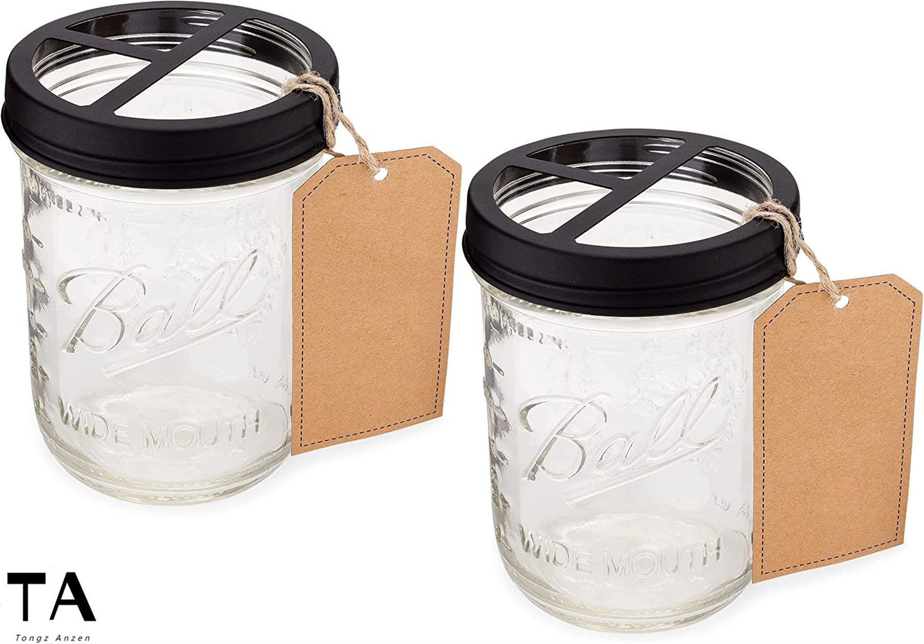 Mason jar toothbrush holder with 16 oz spherical mason jar made of rust