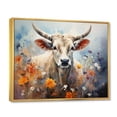 thumbnail image 2 of Designart "Cow Floral euphony II" Animals Floater Framed Canvas Print, 2 of 7
