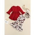 thumbnail image 4 of Faithtur Girls 3 Pieces Outfit Solid Color Tops + Pants + Neckerchief, 4 of 7