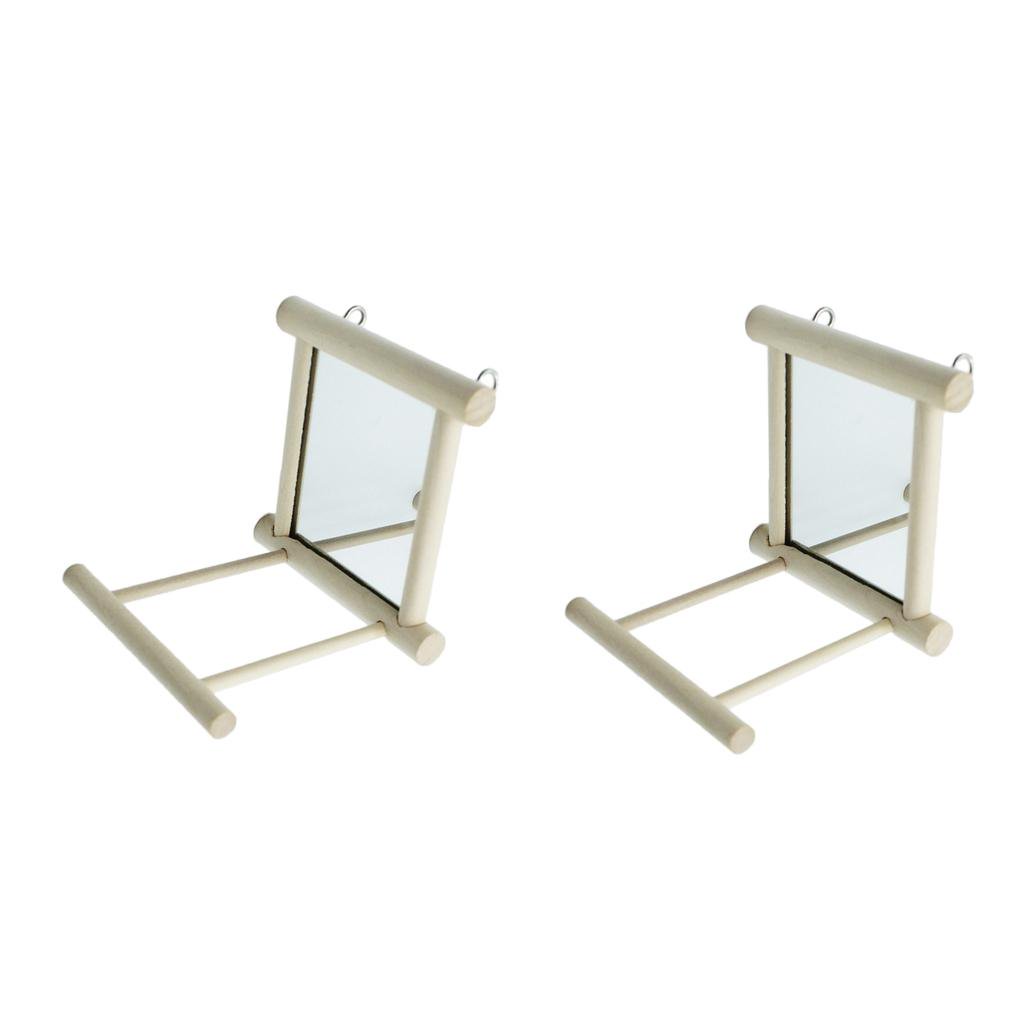Bvdfgk 2 pcs Parrot Mirror Toy with Perch for Parrot Parakeet Budgies Cockatiel