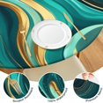 thumbnail image 4 of Teal and Gold Marble Swirls Pattern Round Fitted Tablecloth with Elastic Edge,Dining Table Cover Waterproof,Outdoor Round Tablecloth for Camping,Dining,Indoor and Outdoor, 4 of 7