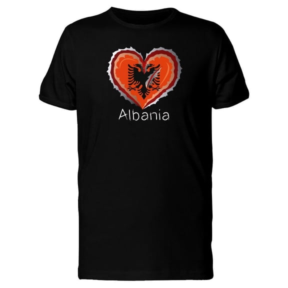 Albania Scratched Flag Heart Tee Men's -Image by Shutterstock