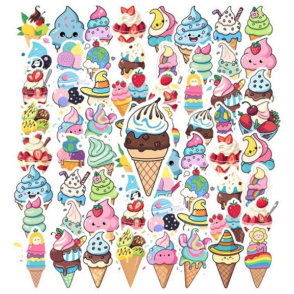 35pcs Colorful Ice Cream Stickers Dessert Stickers Cute Food Stickers for Suitcase Phone Laptop