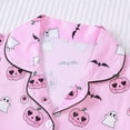 thumbnail image 6 of LINGLANG Women's Halloween Pjs Set Short Sleeve Button Down Pajamas Cute Skeleton Pumpkin Print Loungewear Soft Top and Shorts Sleepset, 6 of 7