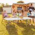 thumbnail image 6 of 4 FEET/ 6 FEET Folding Table with Locking Mechanism, Heavy-Duty & Lightweight Portable Outdoor Table for RV Life, Camping, Dining, Outdoor Events and Parties - White, 6 of 9