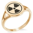 thumbnail image 1 of Stainless Steel Encircled Radioactive Minimalist Oval Top Polished Statement Signet Ring, 1 of 1