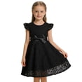 thumbnail image 2 of ZHOGXU Toddlers Kids Girls Lace Dress Summer Flying Sleeves Round Neck Solid Color Elegant Comfortable Dresses For Daily Wear And Party,Black,9-10 Years, 2 of 9