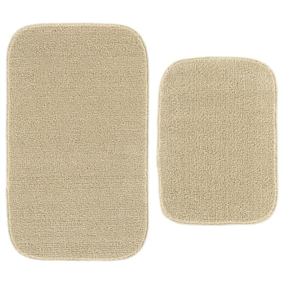 Garland Rug Gramercy Washable Bath Rug Set, 2 Piece (20"x34" & 17"x24") Champagne
