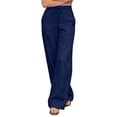 thumbnail image 7 of Lenpel Womens Summer Pants Fashion High Waist Lounge Trousers with Pockets Straight Leg Business Casual Work Slacks, 7 of 7