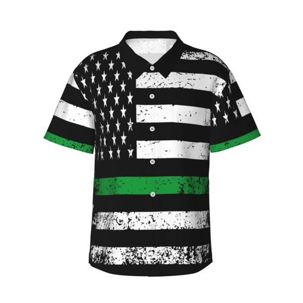 Fotbe American Flag Camisa Hawaiana para Hombre Unisex – Camisa Casual de Verano con Botones de Manga Corta de Algodón y Lino,Large