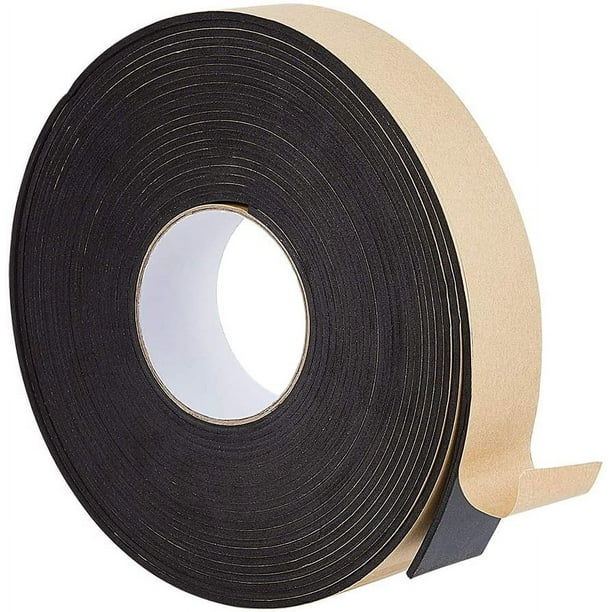 Cinta de espuma autoadhesiva de 9,7 m (32 pies), negra, de una sola cara, para aislamiento de ventanas y puertas (3,5 cm de ancho, 3 mm de grosor)