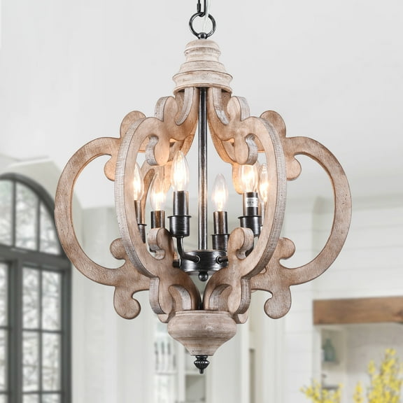 Belladepot 6-light Distressed White Wood Lantern Vintage Chandelier