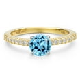 thumbnail image 3 of Gem Stone King 14K Two Tone Gold Swiss Blue Topaz and Lab Grown Diamond Engagement Ring for Women | 1.36 Cttw | Round 6.5MM | Gemstone November Birthstone | Size 5, 3 of 6