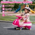 thumbnail image 5 of iRerts 12V Electric Wiggle Car with Pedal, Ride on Toy 2 in 1 Swing Car, Ride on Wiggle Car with Flashing PU Wheels, Bluetooth Music, 5MPH Max Speed, Kids Car for Boys Girls Ages 3-8 Gifts, Rose Red, 5 of 10