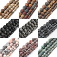 thumbnail image 4 of Cuentas de piedra mate natural pulidas con acabado mate, jaspe cebra rosa, ágatas, jades, howlitas, cuentas minerales para hacer joyas, pulseras DIY de 15'', 4 of 5