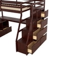 thumbnail image 7 of Twin Size Loft Bed with 5-Drawers Storage Stairway,Solid Wood Loft Bed Frame with 2 Drawers,Shelves,Built-in Desk with Cabinet,Space-Saving Storage Bed with Guardrail for Kids Teens Adults,Espresso, 7 of 7