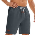 thumbnail image 3 of lcziwo Mens Swim Shorts Cotton Linen Knee Length Elastic Waist Hiking Shorts with Pockets Beach Travel Golf Drawstring Chino Short Dark Gray L, 3 of 8