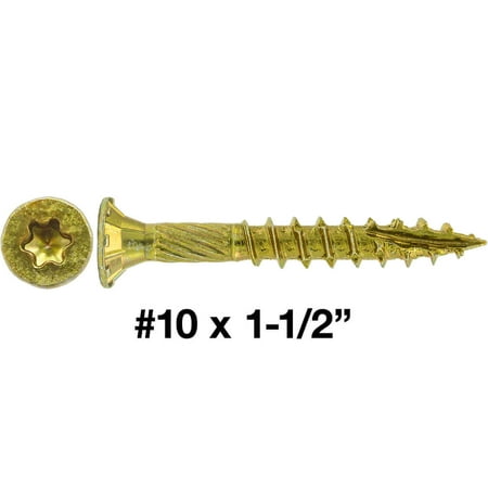 

Jake Sales Brand #10 X 1-1/2 Torx/Star Wood Screw ~ 131 Screws - Multipurpose Yellow Zinc Coated - 1 Pound