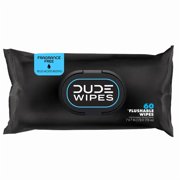 Dude Wipes Resealable Top Fragrance Free Flushable Wet Wipes, Unscented, 60 Wipes
