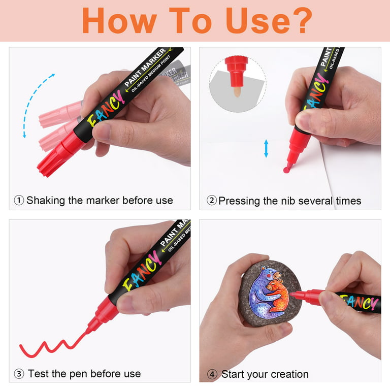 Paint Markers, 20 Colors Oil-Based Waterproof Paint Marker Pen Set, Never  Fade Quick Dry and Permanent 