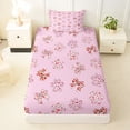 thumbnail image 3 of Erosebridal Cute Pet Paws Twin Sheet Sets for Kids, Pink Bow Knot Bedding for Girls, 1 Flat Sheet, 1 Fitted Sheet and 1 Pillowcase, 3 of 5
