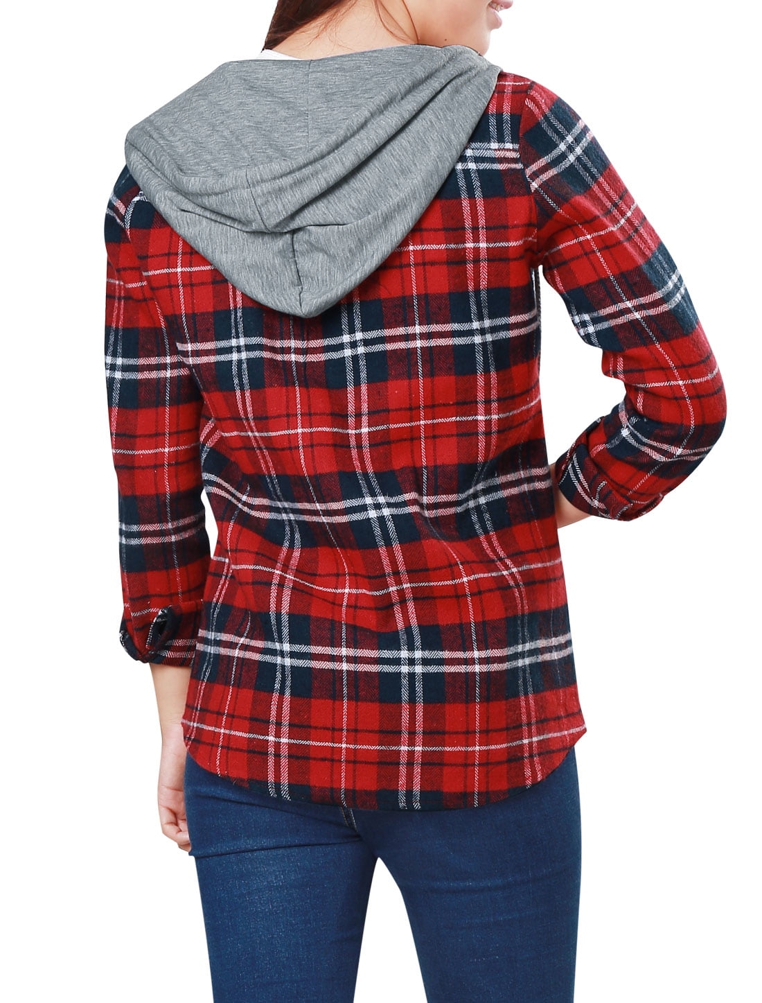 hooded check shirt womens