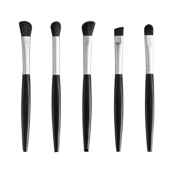 Xihbxyly Juego de 5 Brochas de Maquillaje, Portátil, de Viaje, con Barril, Juego Completo de Brochas para Sombras de Ojos, Brochas para Cejas, Brochas de Alto Brillo, Brochas de Fibra de Pelo.